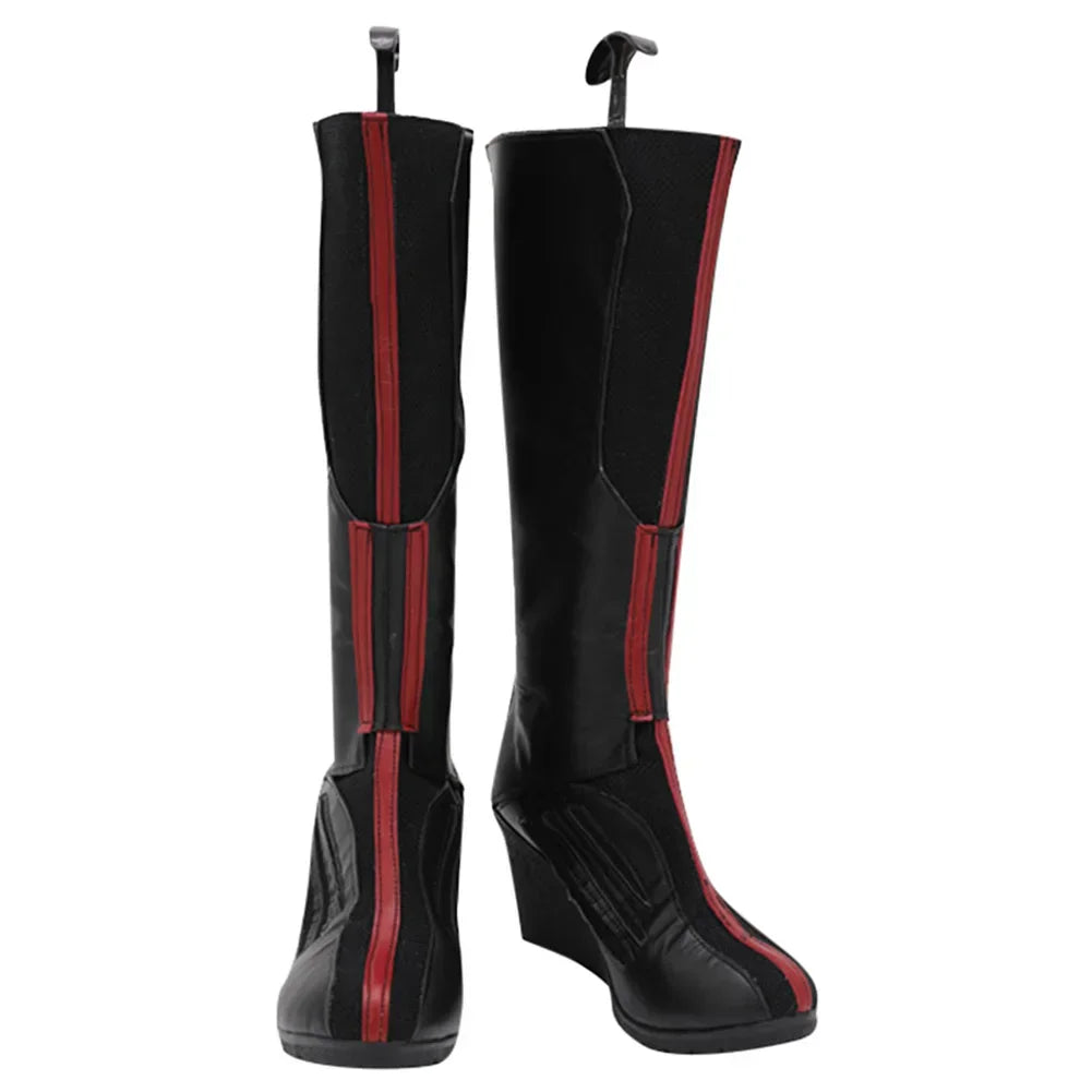 Bottes Scarlet Witch - Cuir Noir et Rouge Talon Compensé (Homme)