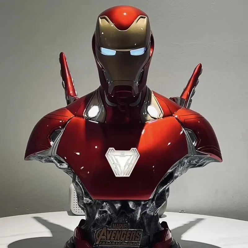 Buste Lumineux Avengers Iron Man - Gros Plan Visage Endommagé