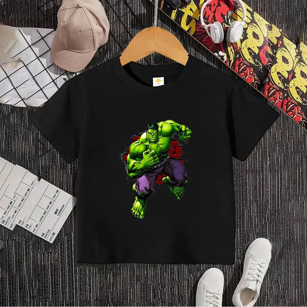 T-Shirt Enfant Hulk - Traversant Mur de Briques Blanc
