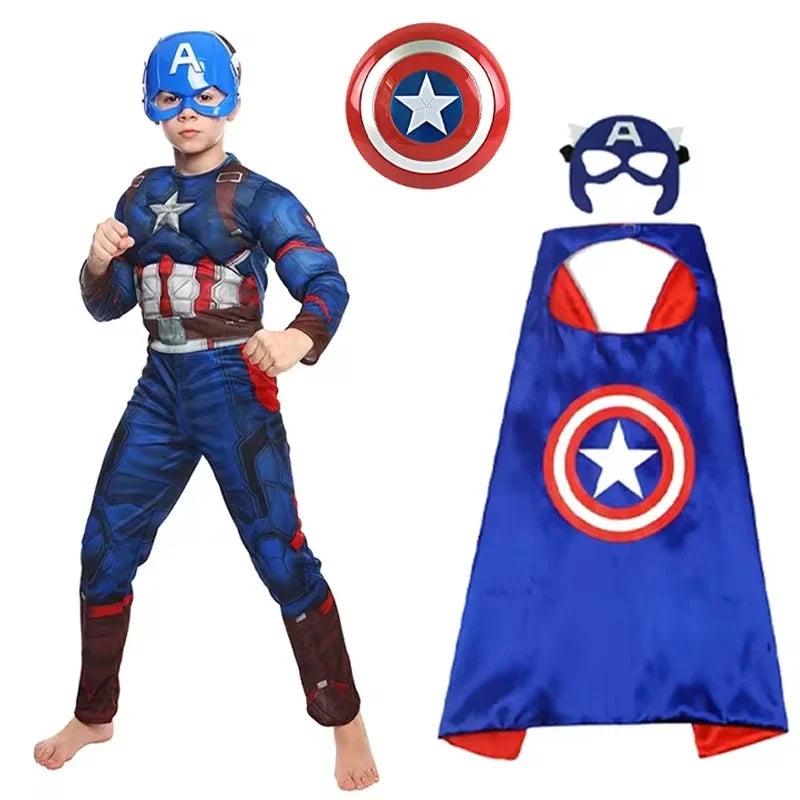 Costume Enfant Captain America - Combinaison Bouclier Masque Cape