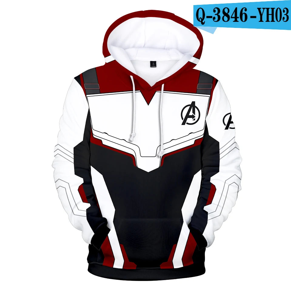 Sweat à Capuche Avengers Endgame - Combinaison Quantique 3D Blanc Rouge