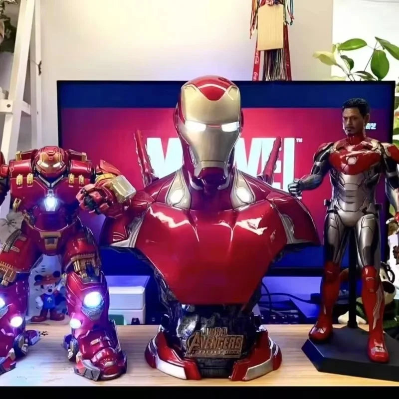 Buste Lumineux Avengers Iron Man - Gros Plan Visage Endommagé