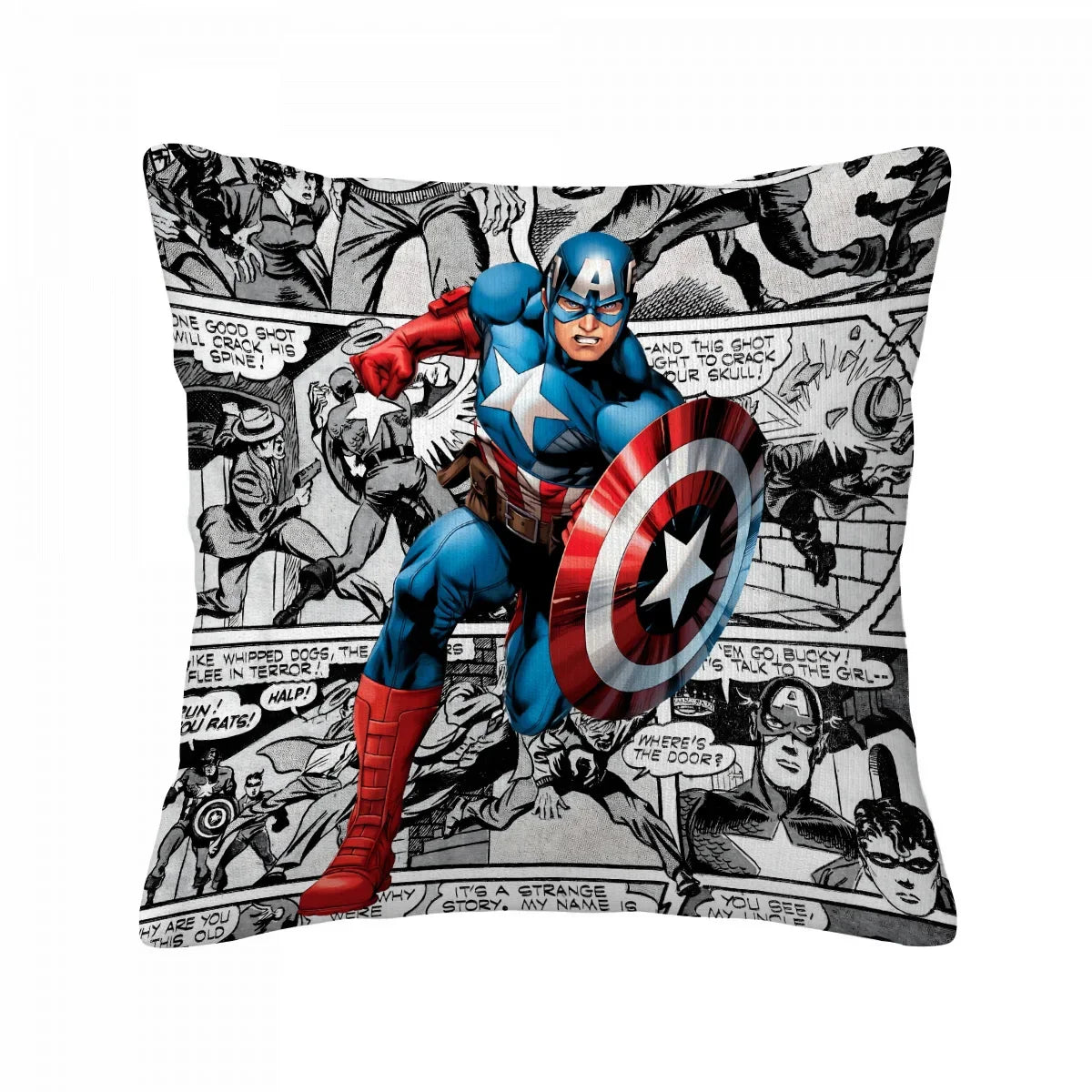 Housse de Coussin Captain America - Planche BD Vintage