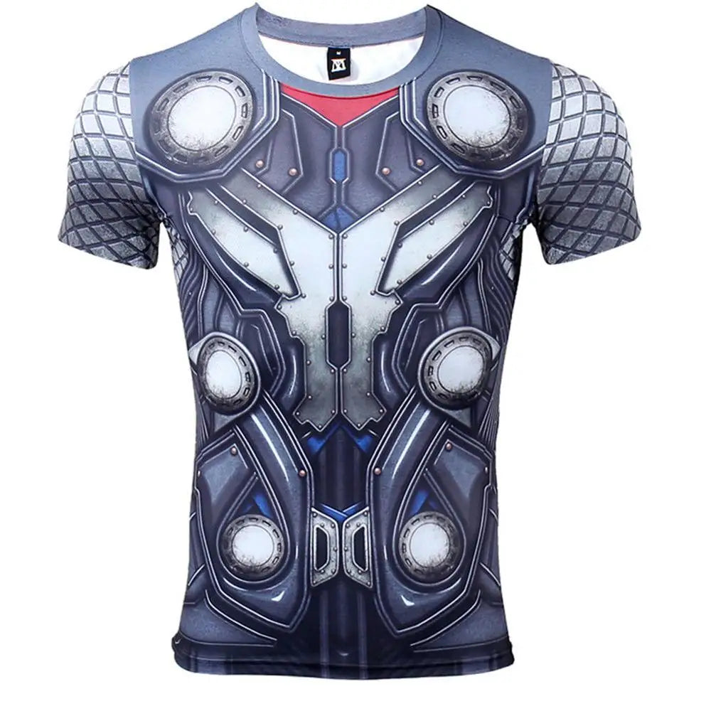 T-Shirt Avengers Thor 3D Compression - Manches Courtes Gris Bleuté