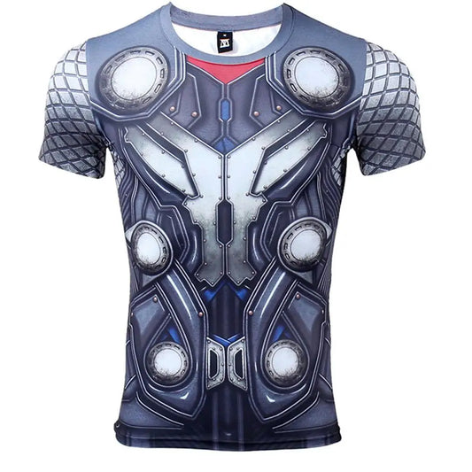 T-Shirt Avengers Thor 3D Compression - Manches Courtes Gris Bleuté