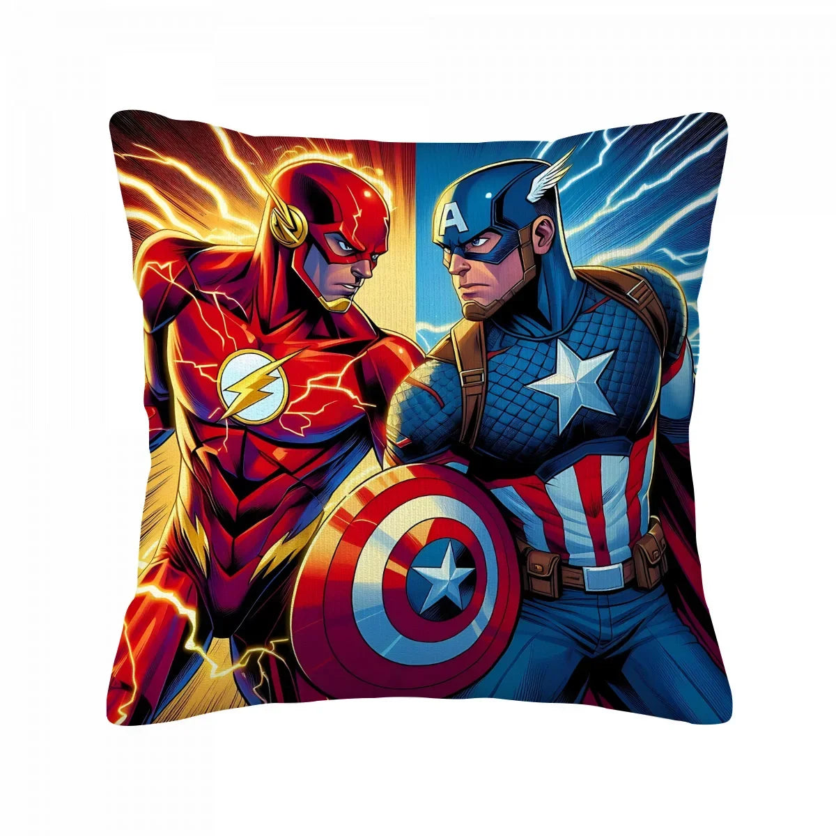 Housse de Coussin Avengers Groupe - Captain America vs Flash